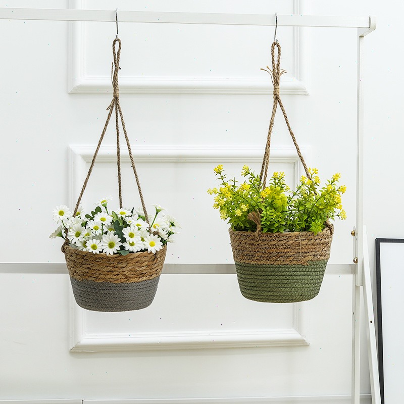 القش سلة معلقة اناء للزهور حبل - مراجعة Spider Plant Hanging وسعره